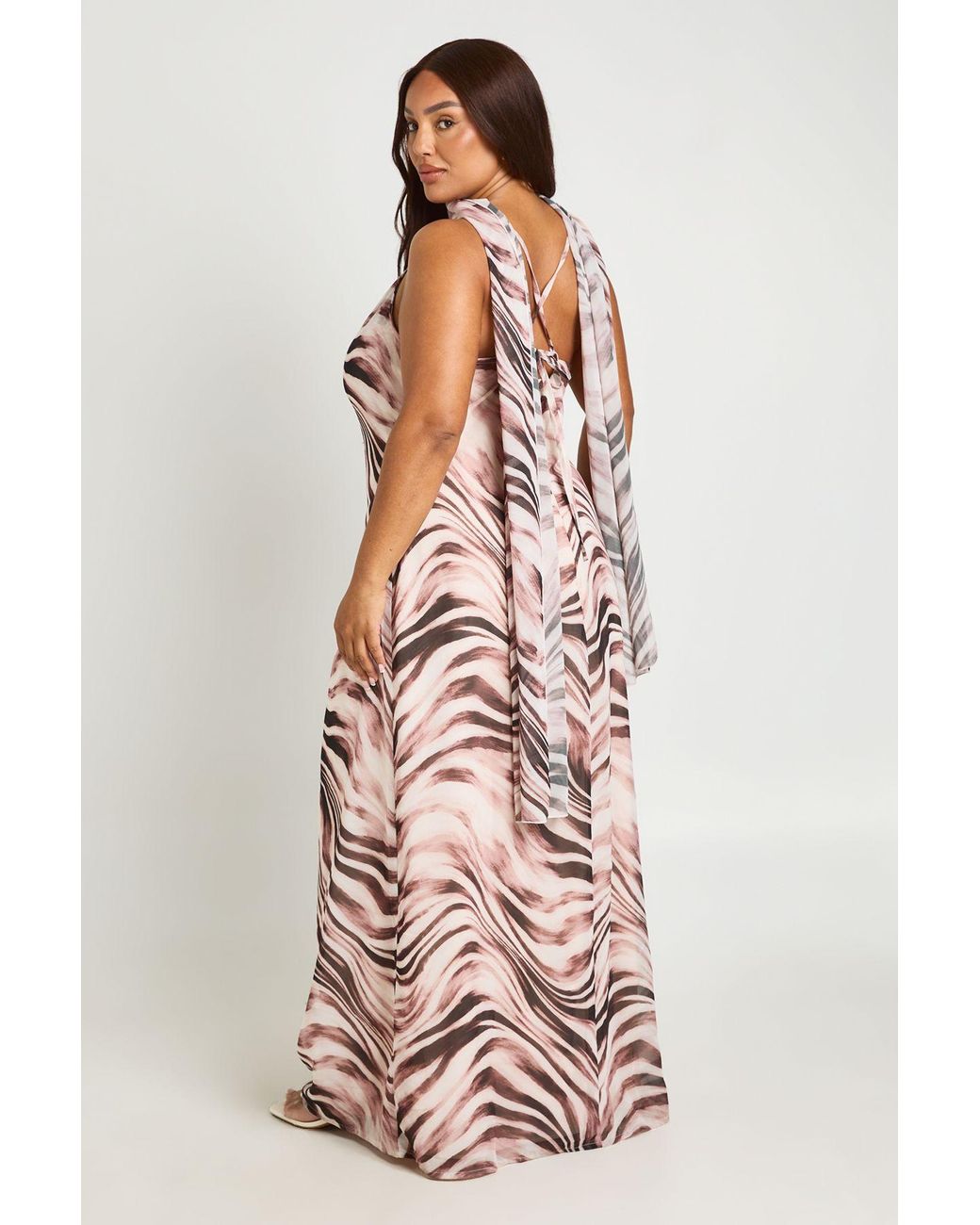 Boohoo Black Plus Chiffon Cowl Neck Maxi Dress