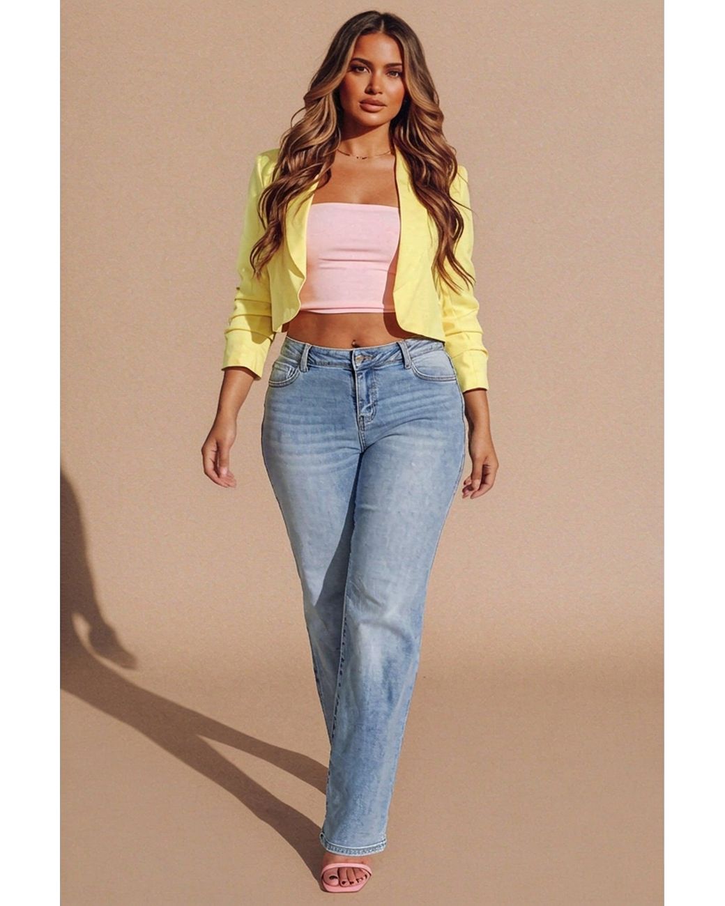 Femme Luxe Blue Cropped Lightweight Blazer- Tenzy