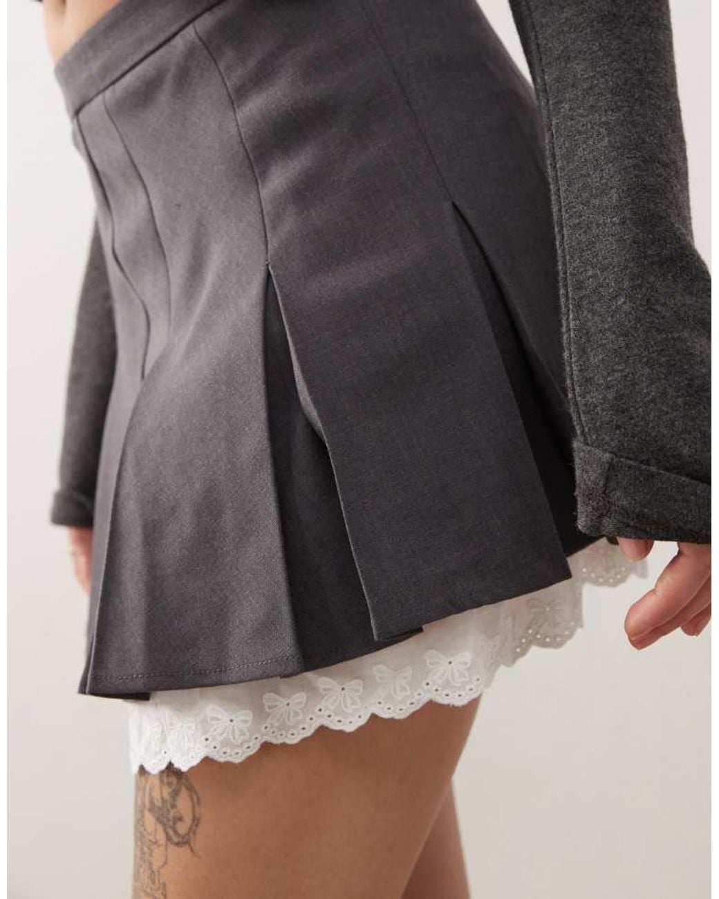 Urban Revivo Gray Layered Pleated Mini Skirt