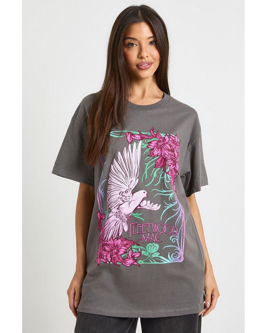 Boohoo Multicolor Fleetwood Mac Bird License Oversized Printed T-Shirt