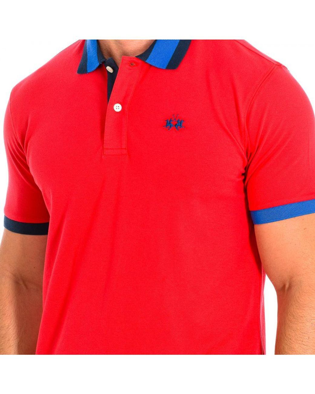 La Martina Red Short Sleeve Polo Tmp008-Pk001 for men