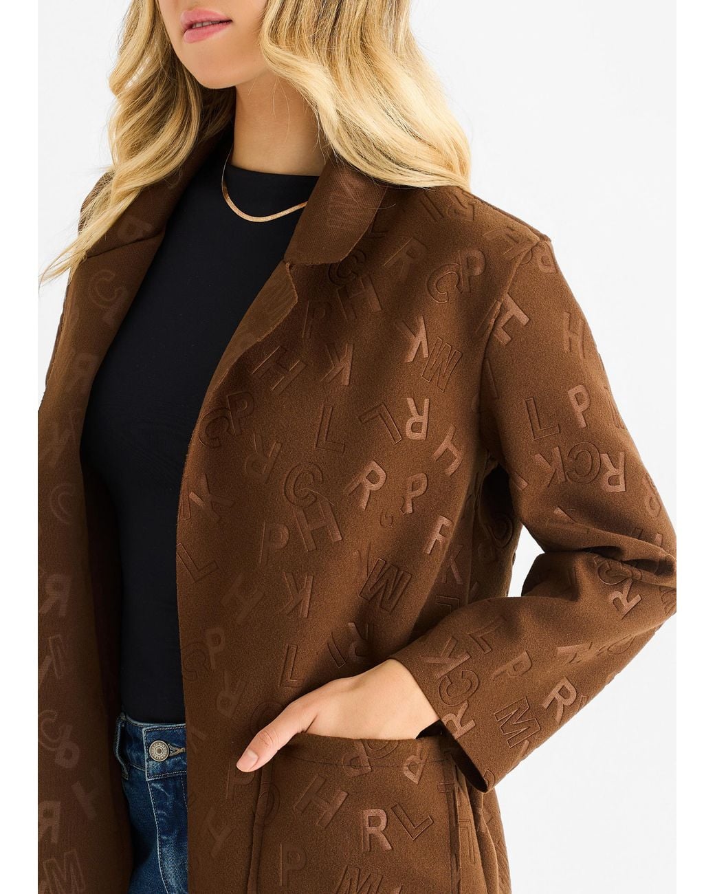 Gini London Blue Embossed Edge To Lightweight Jacket