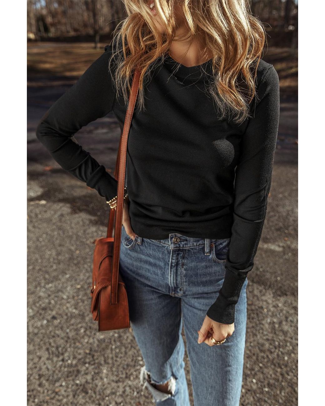 Azura Exchange Black Longsleeve Crewneck Sweater