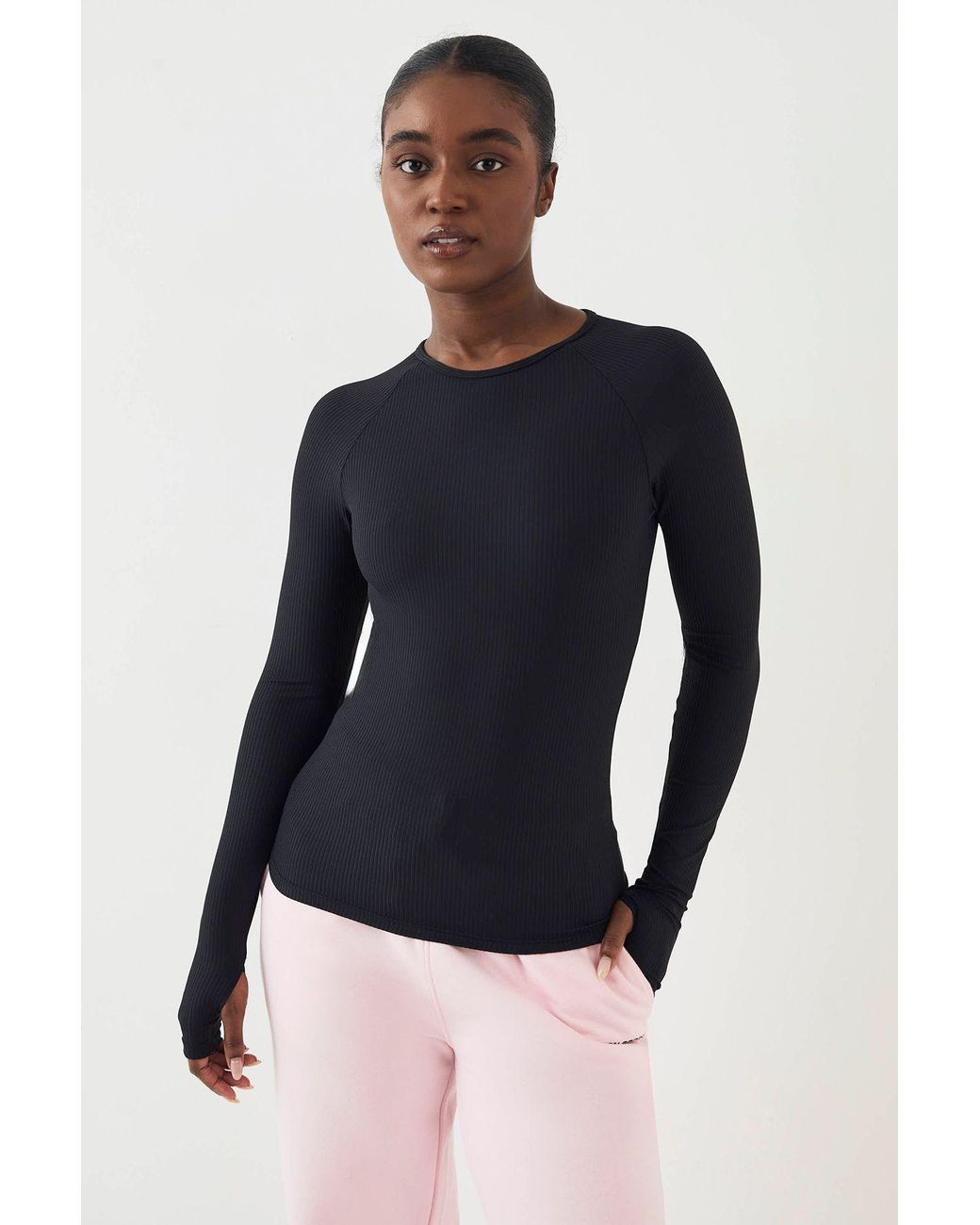 DSGN Studio Blue Sculpt Rib Long Sleeve Top