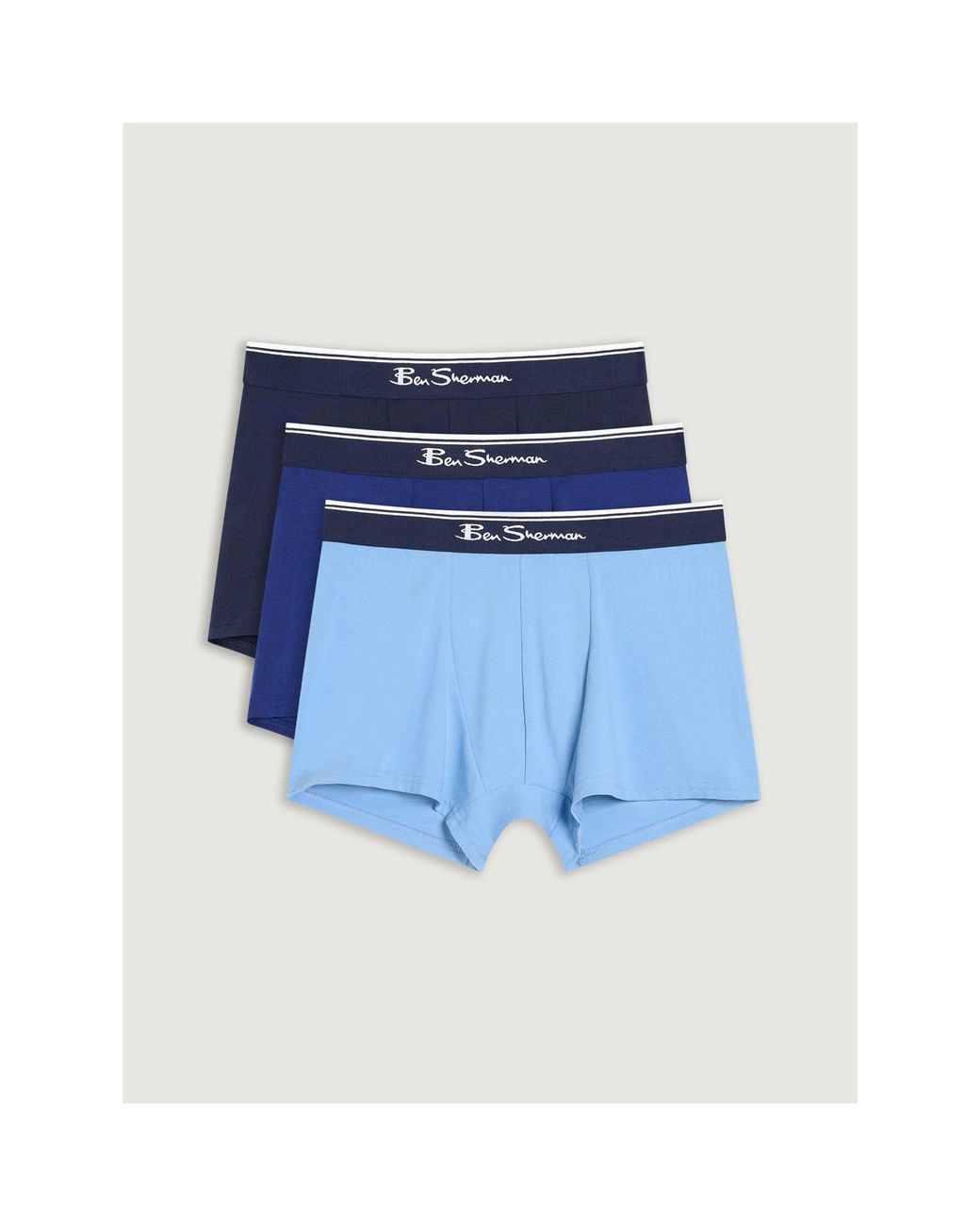 Ben Sherman 3 Pack Mod Signature Stripe Trunks In Blue for men