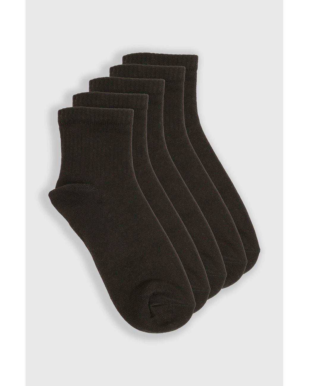 Boohoo Black Plain 5 Pack Ankle Sport Socks