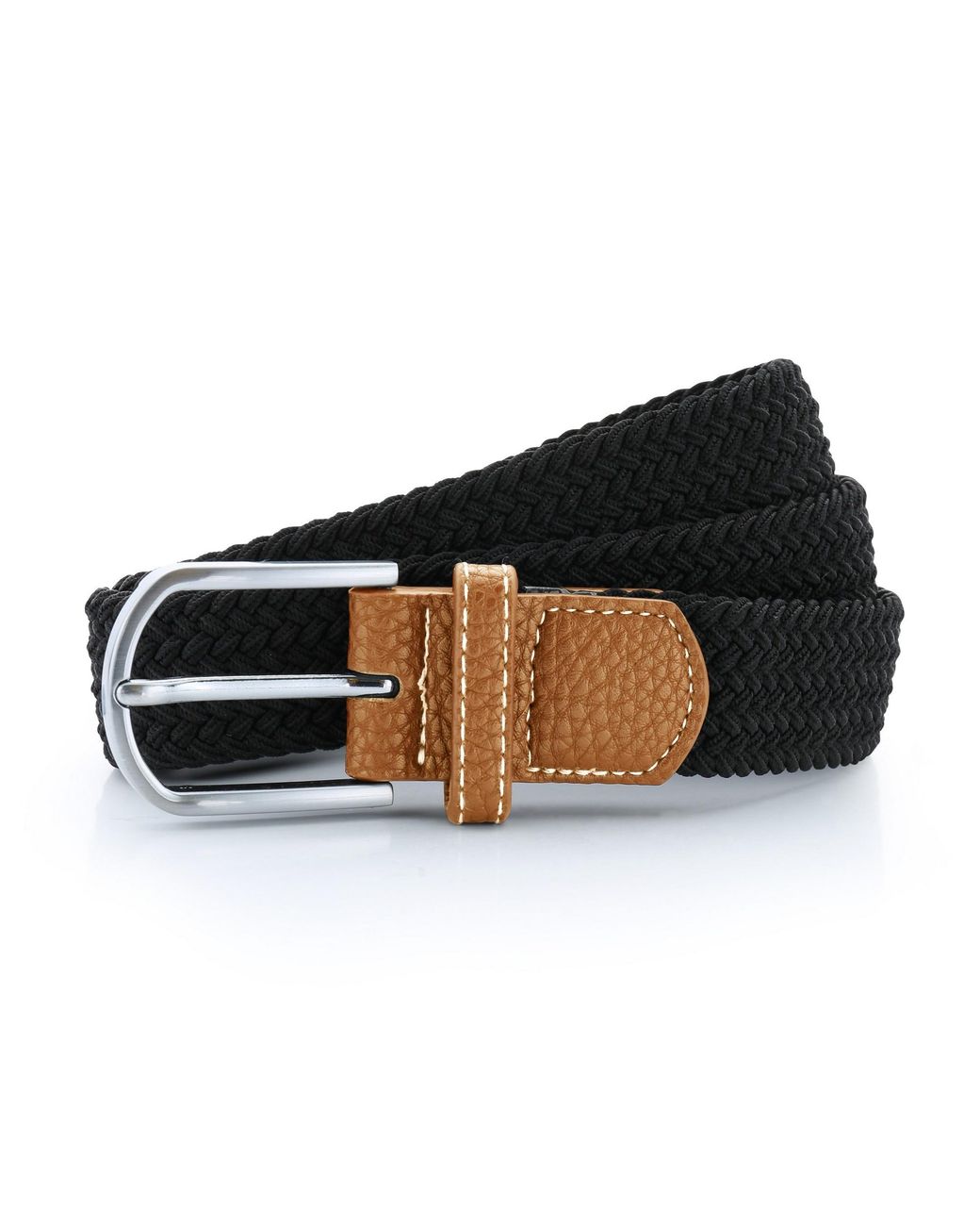 Asquith & Fox Black Woven Braid Stretch Belt for men