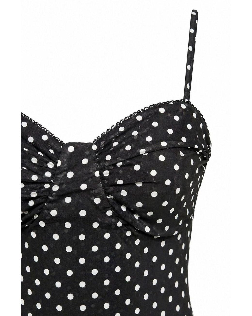 MixRay Black Strapless Polka Dot Tulle Midi Dress