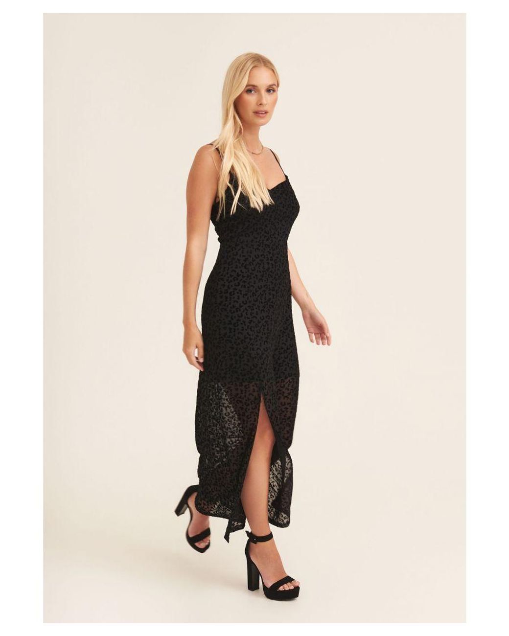 Gini London Black Animal Cowl Midi Dress