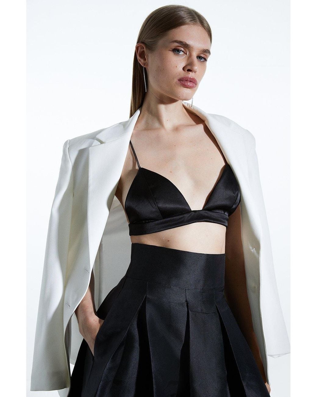 Karen Millen Black Twill Woven Prom Maxi Skirt