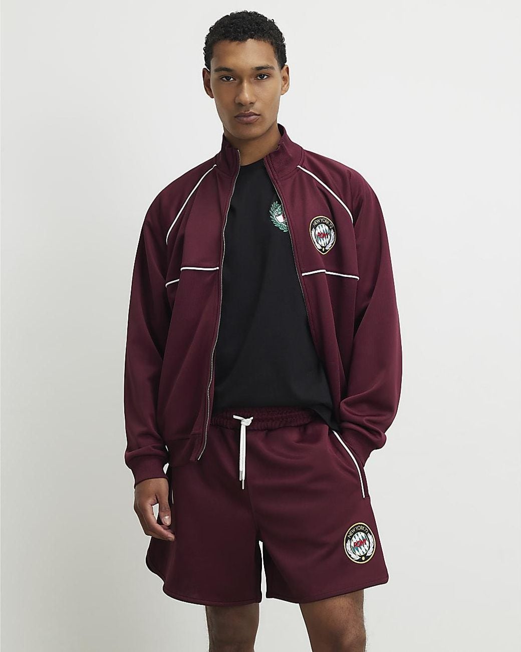 River Island Red Track Top Pony Regular Fit Tricot for men