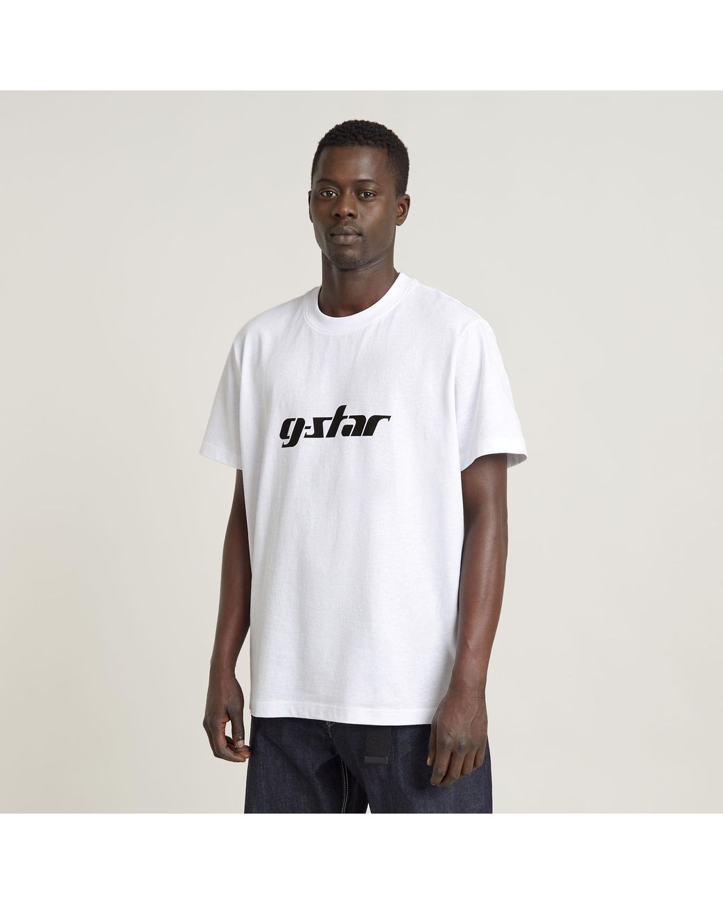 G-Star White G-Star Raw Cursive Script Loose T-Shirt for men