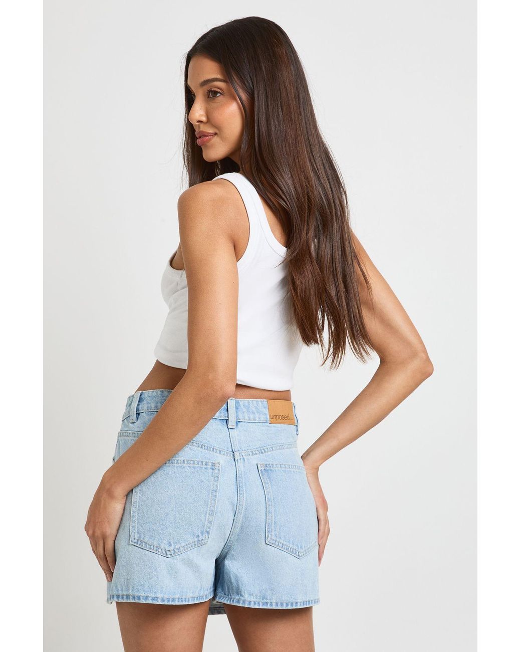 Boohoo Blue Wrap Front Denim Skort