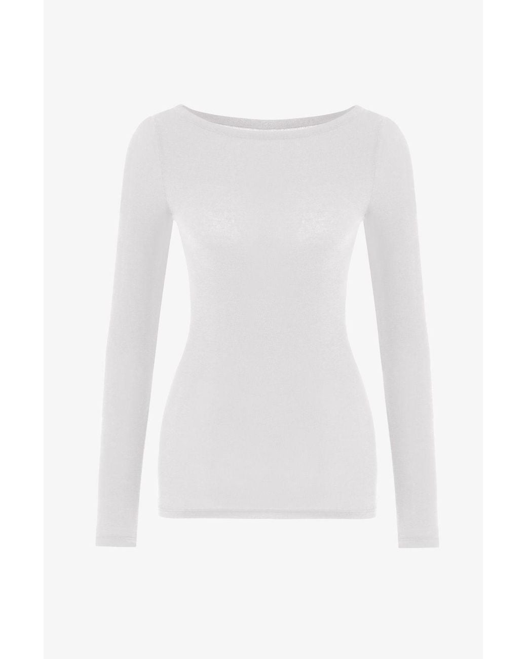Penti White Clean Boat Neck Cashmere Long Sleeve Blouse
