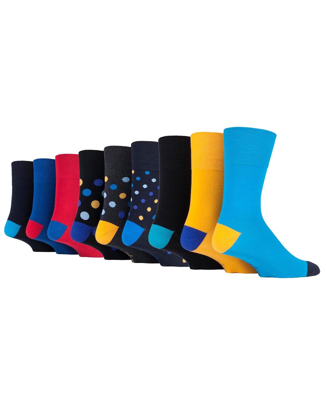 Gentle Grip Blue 9 Pairs Non Elastic Cotton Soft Loose Top Socks for men