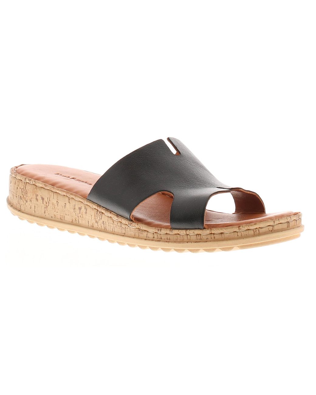 Hush Puppies Black Sandals Low Wedge Eloise Leather Slip On Leather (Archived)