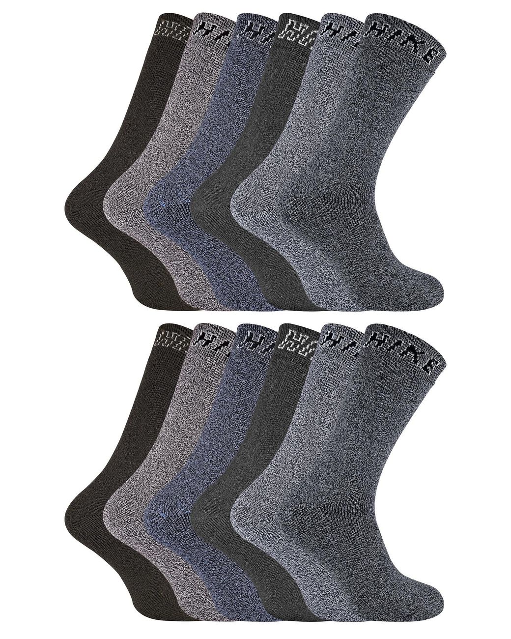 Sock Snob Gray 12 Pairs Cushioned Crew Hiking Socks for men