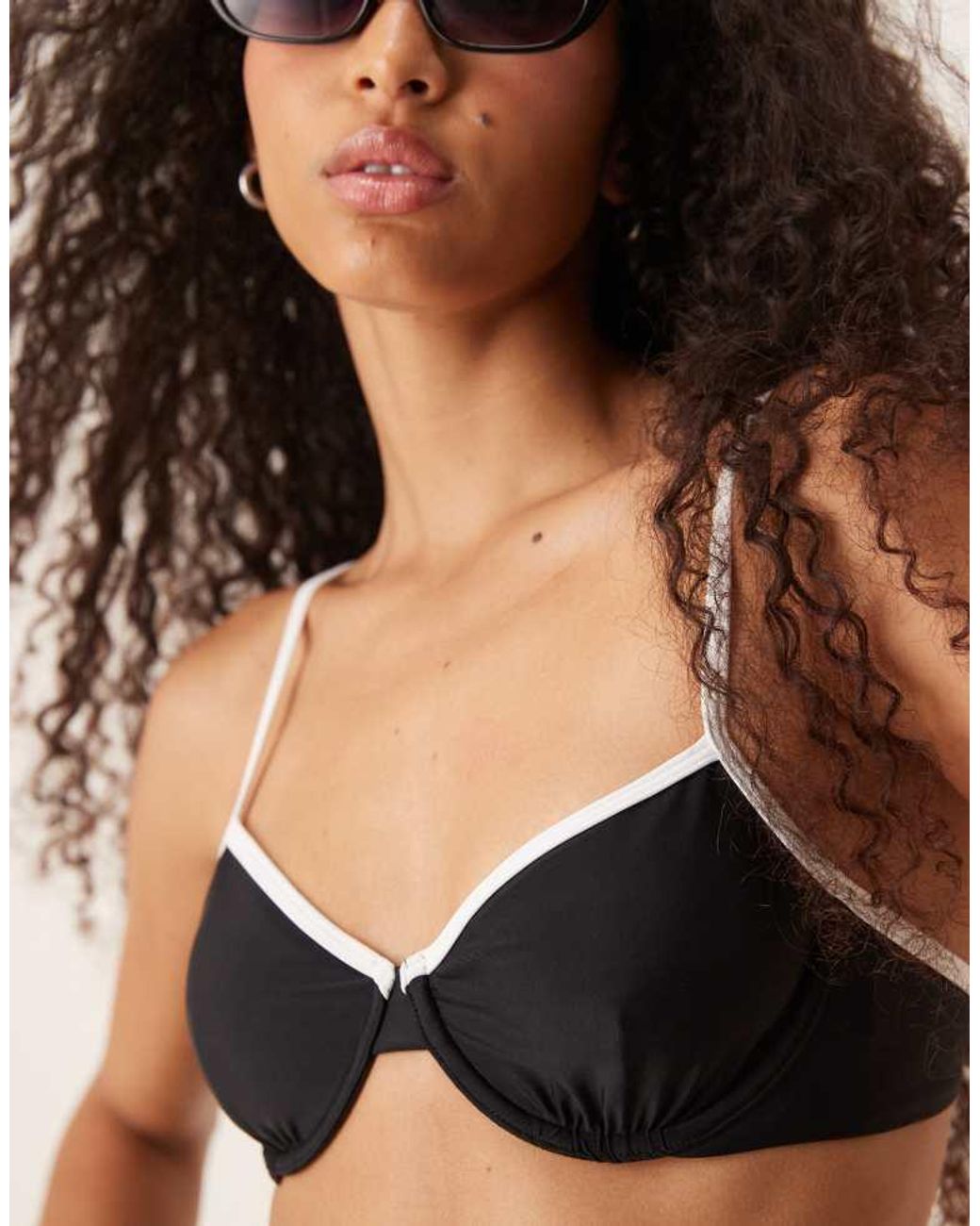 Abercrombie & Fitch Brown Contrast Trim Underwire Bikini Top Co-Ord