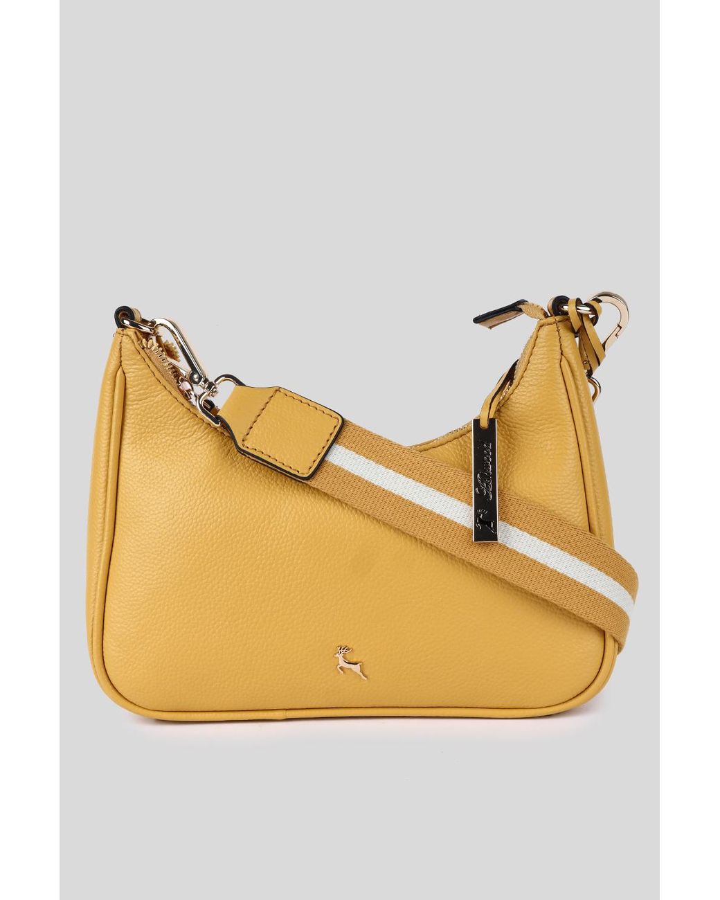 Ashwood Leather Metallic 'Bella Toscana' Real Crossbody Bag With Webbing Strap