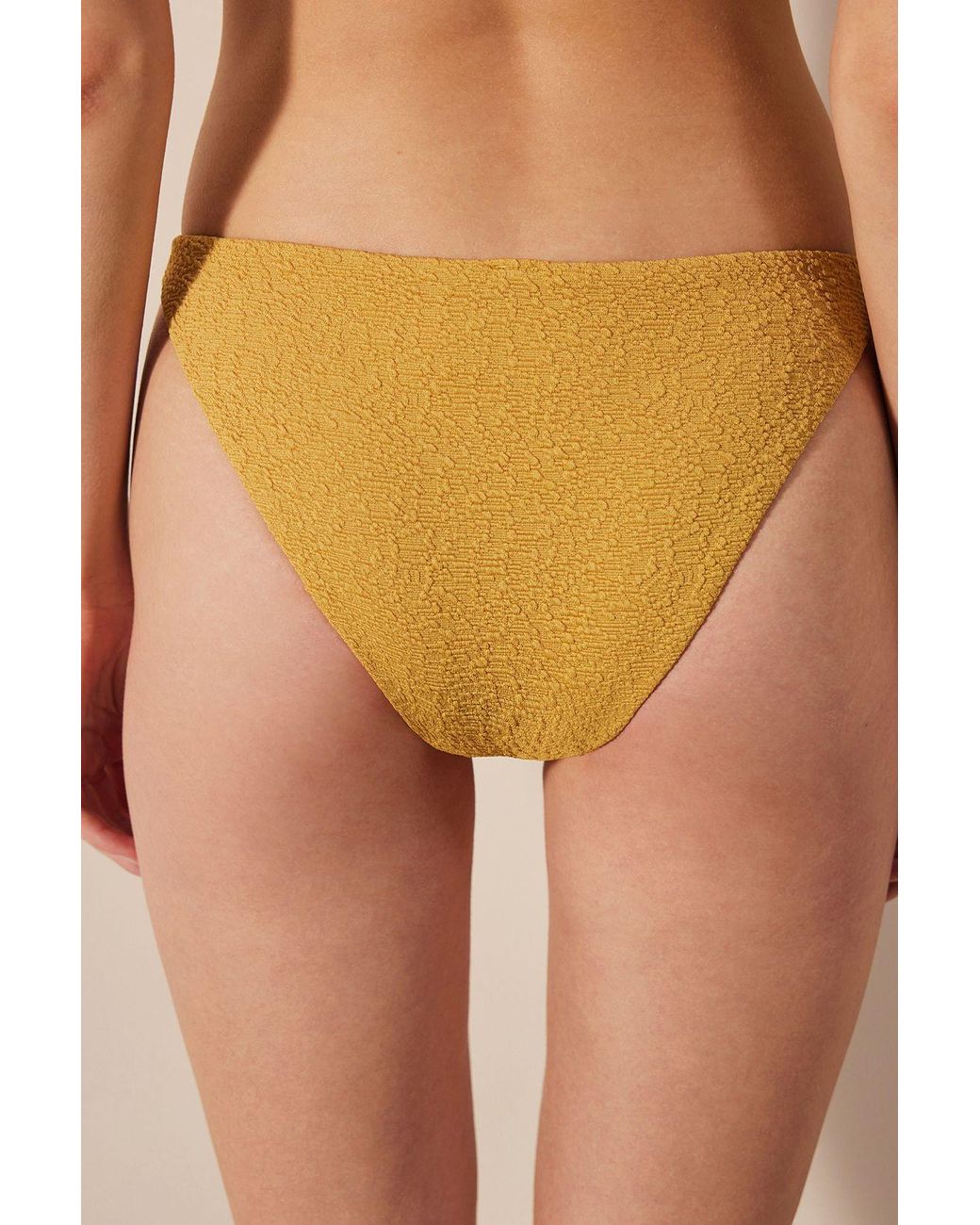 Penti Orange Textured Mid-Waist Bikini Bottoms