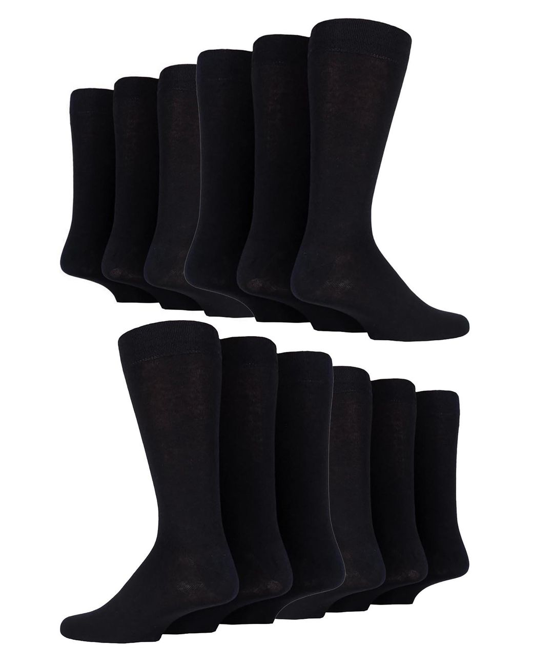 Sock Snob Black 12 Pair Multipack Cotton Colourful Striped Dress Socks for men