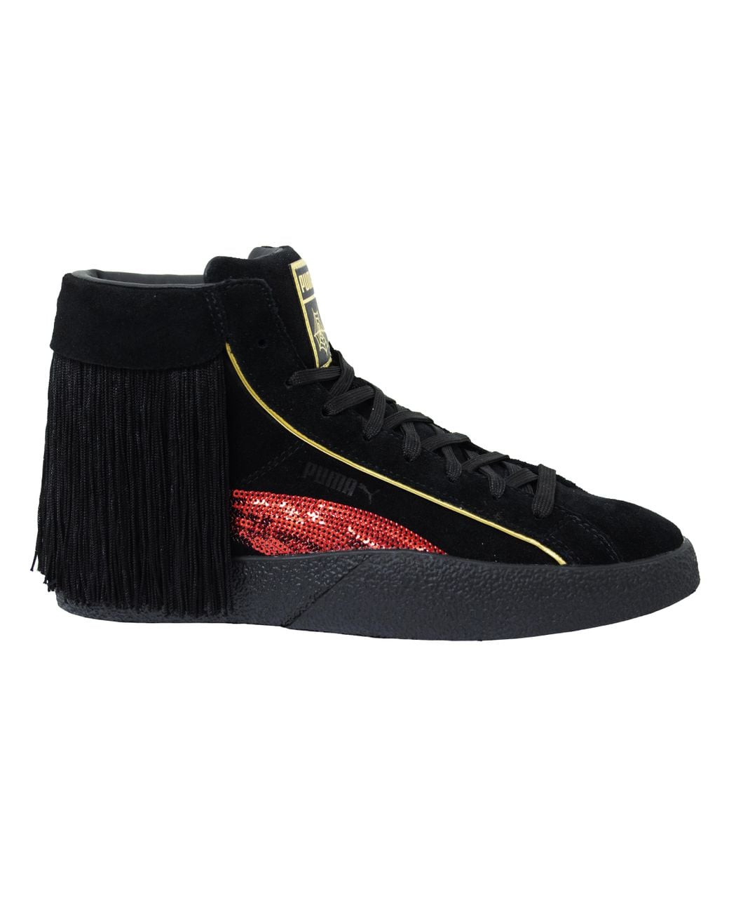 PUMA Black X Love Charlotte Leather Hi Lace Up Trainers 371405 01