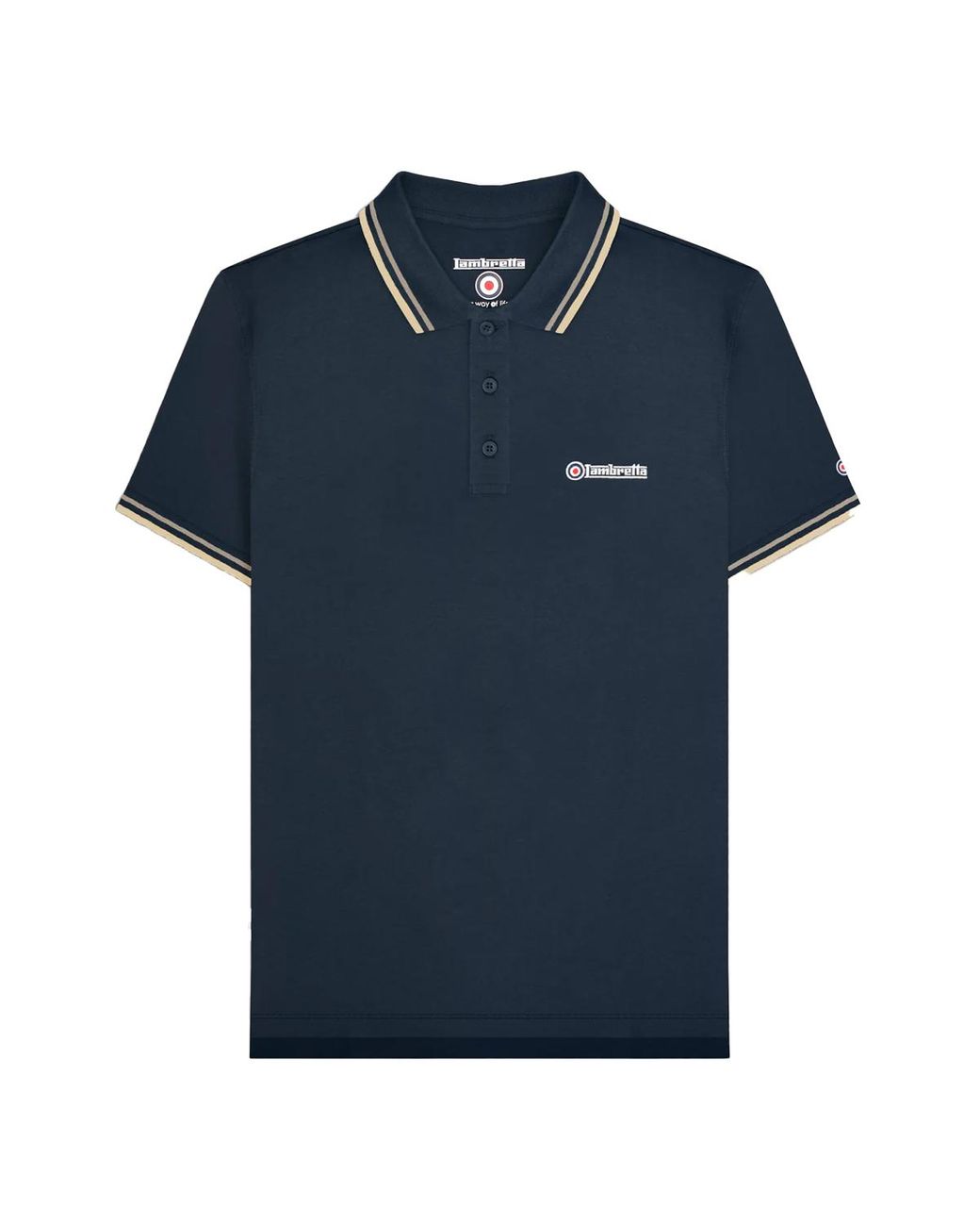 Lambretta Blue Twin Tip Big & Tall Polo Shirt /Cinder/Cream) for men