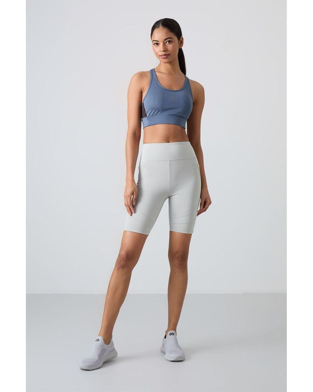 TOMMY LIFE Gray High-Waist Short Sports Leggings