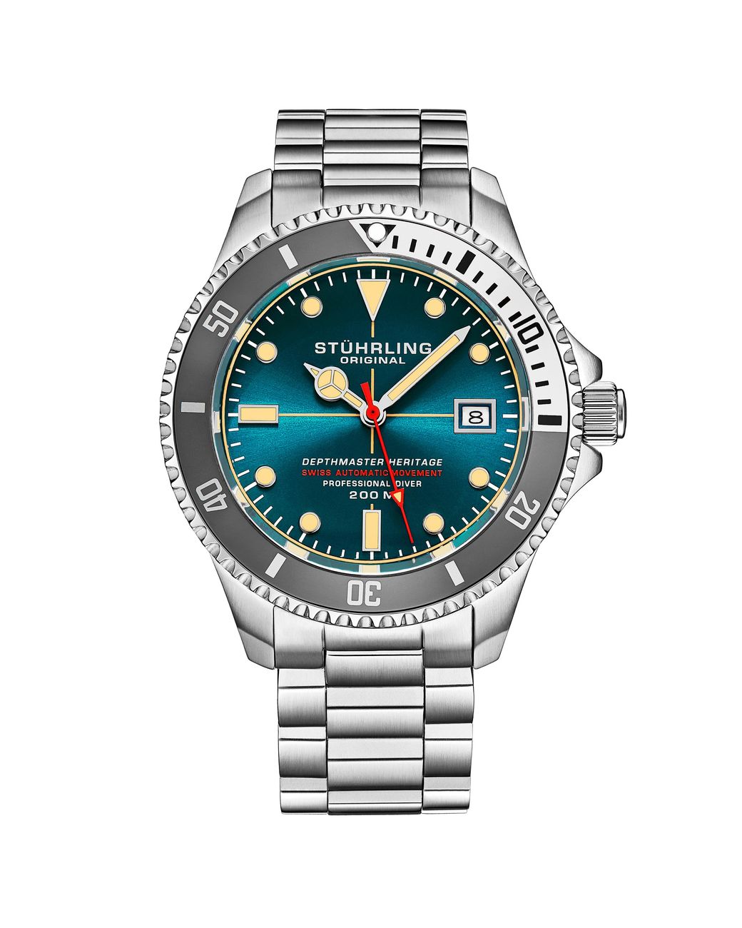 Stuhrling Gray Swiss Automatic Depthmaster Heritage 42Mm Diver for men
