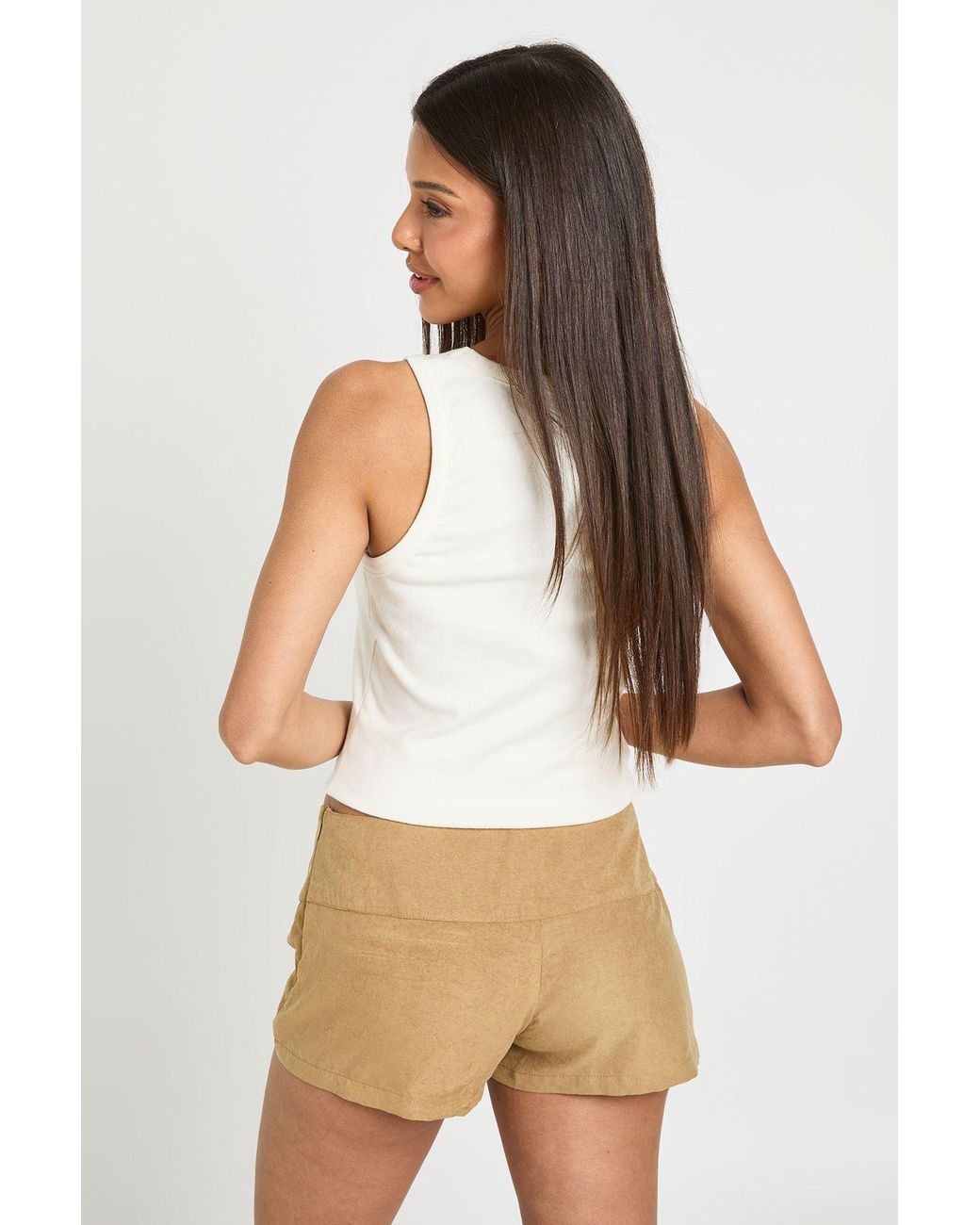 Boohoo White Lace Up Stud Detail Shorts