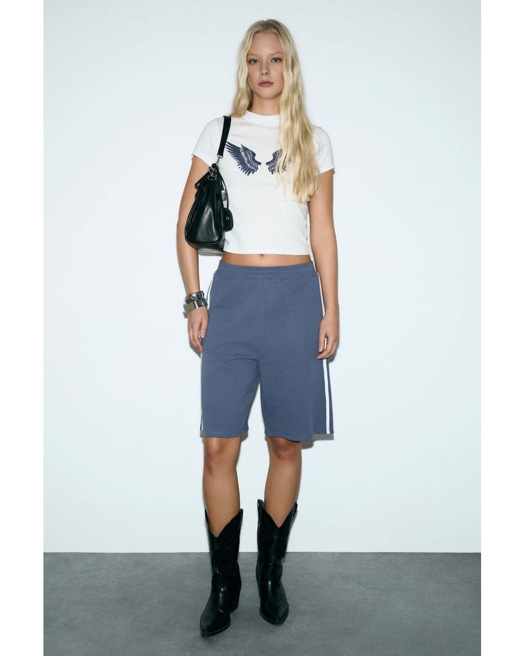 Grimelange Blue Jersey Straight Leg Shorts