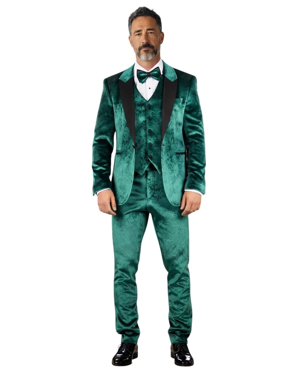 TruClothing Green3 Piece Velvet Wedding Tuxedo Formal Suit for men