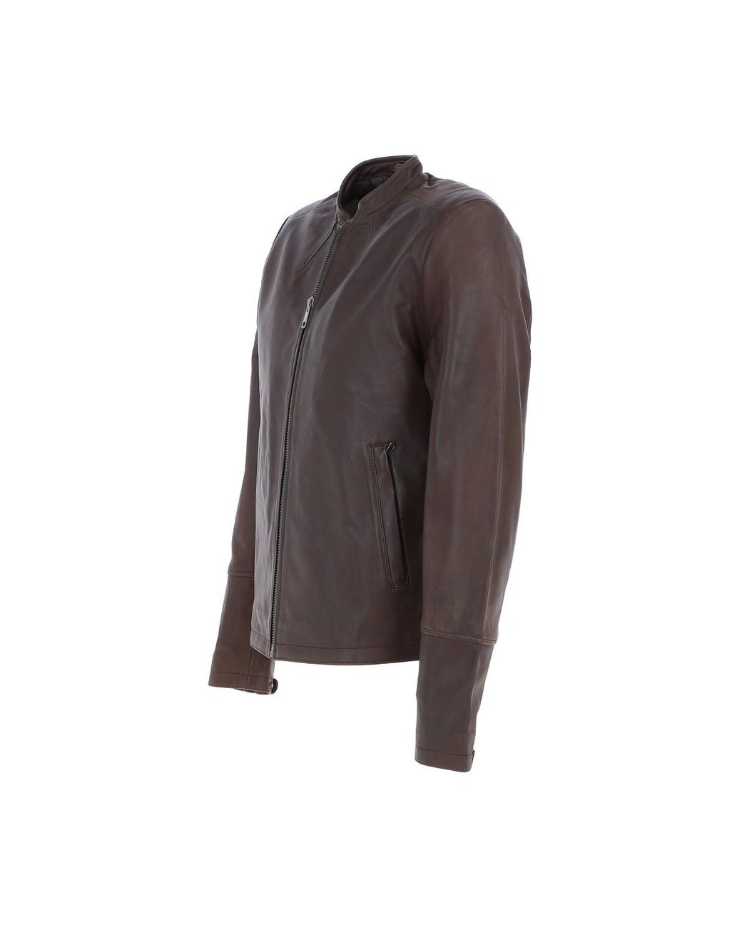 Ashwood Leather Brown 'Fons' Slim Fit Biker Jacket for men