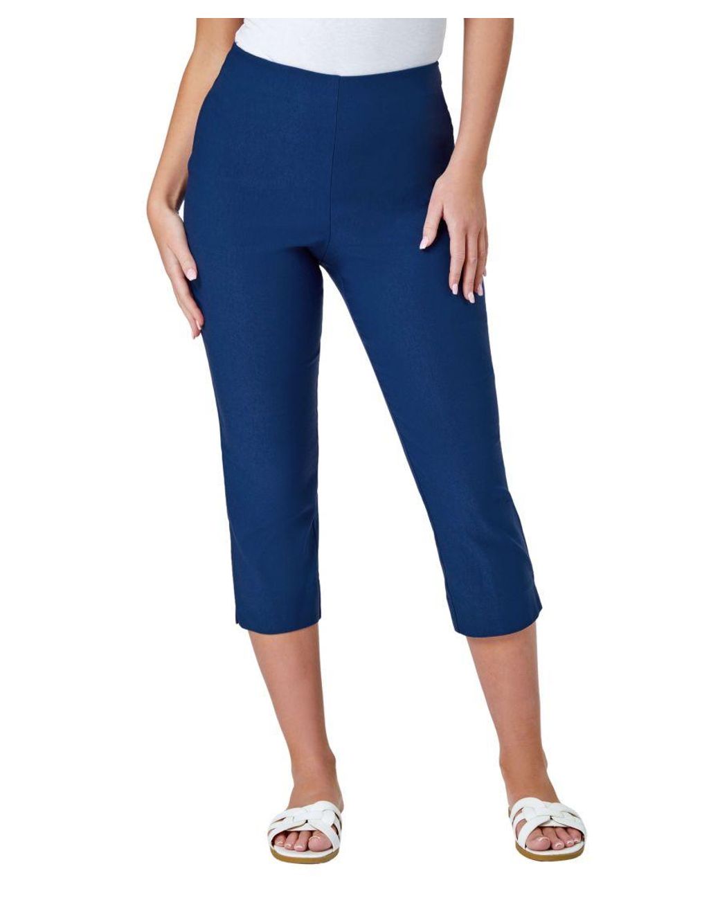 Roman Petite Blue Cropped Stretch Trouser Capri Summer Leggings 3/4 Pedal Pushers