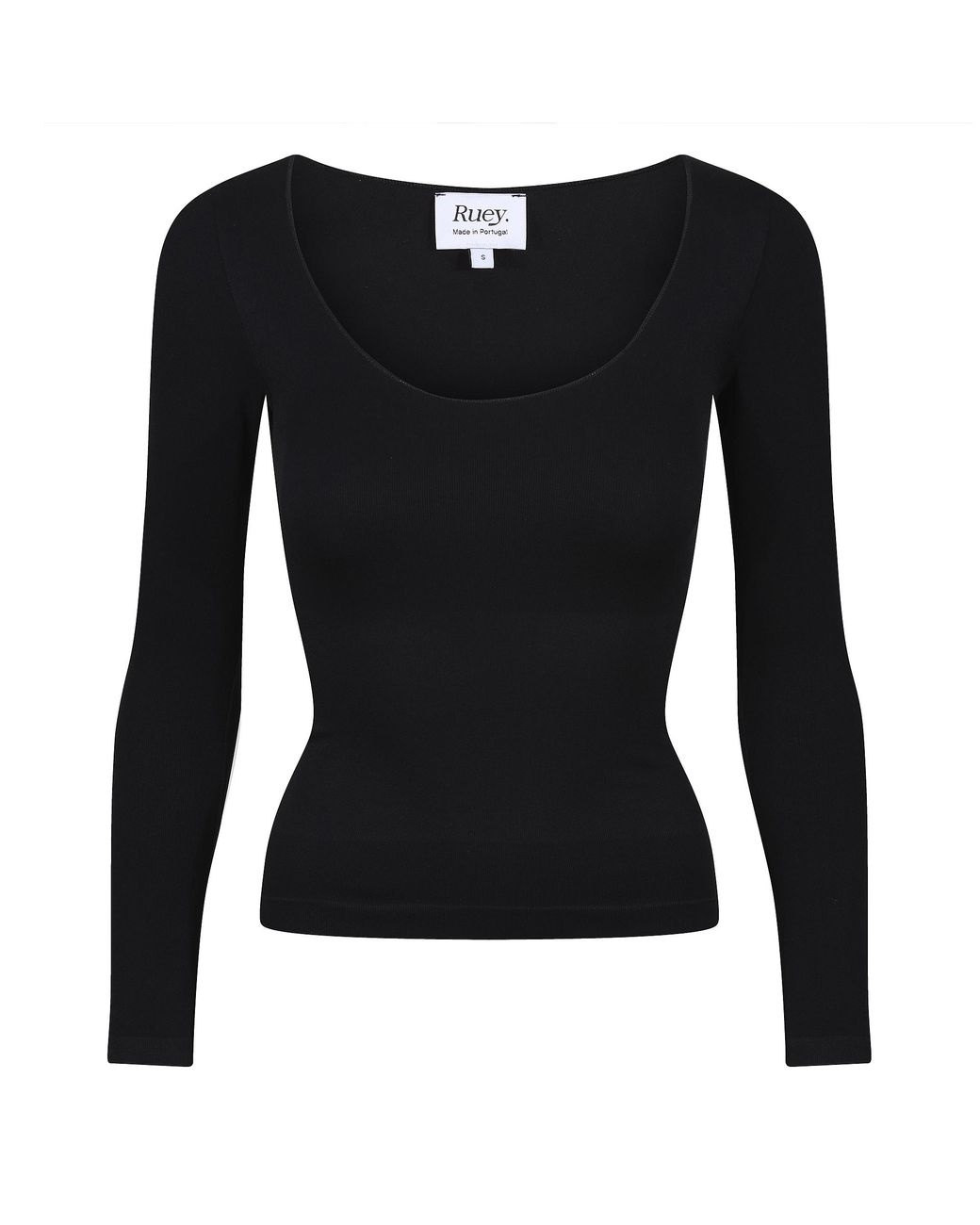 Ruey Black Ladies Essentials Long Sleeve Top Sculpting Recycled Stretch Everyday Fit