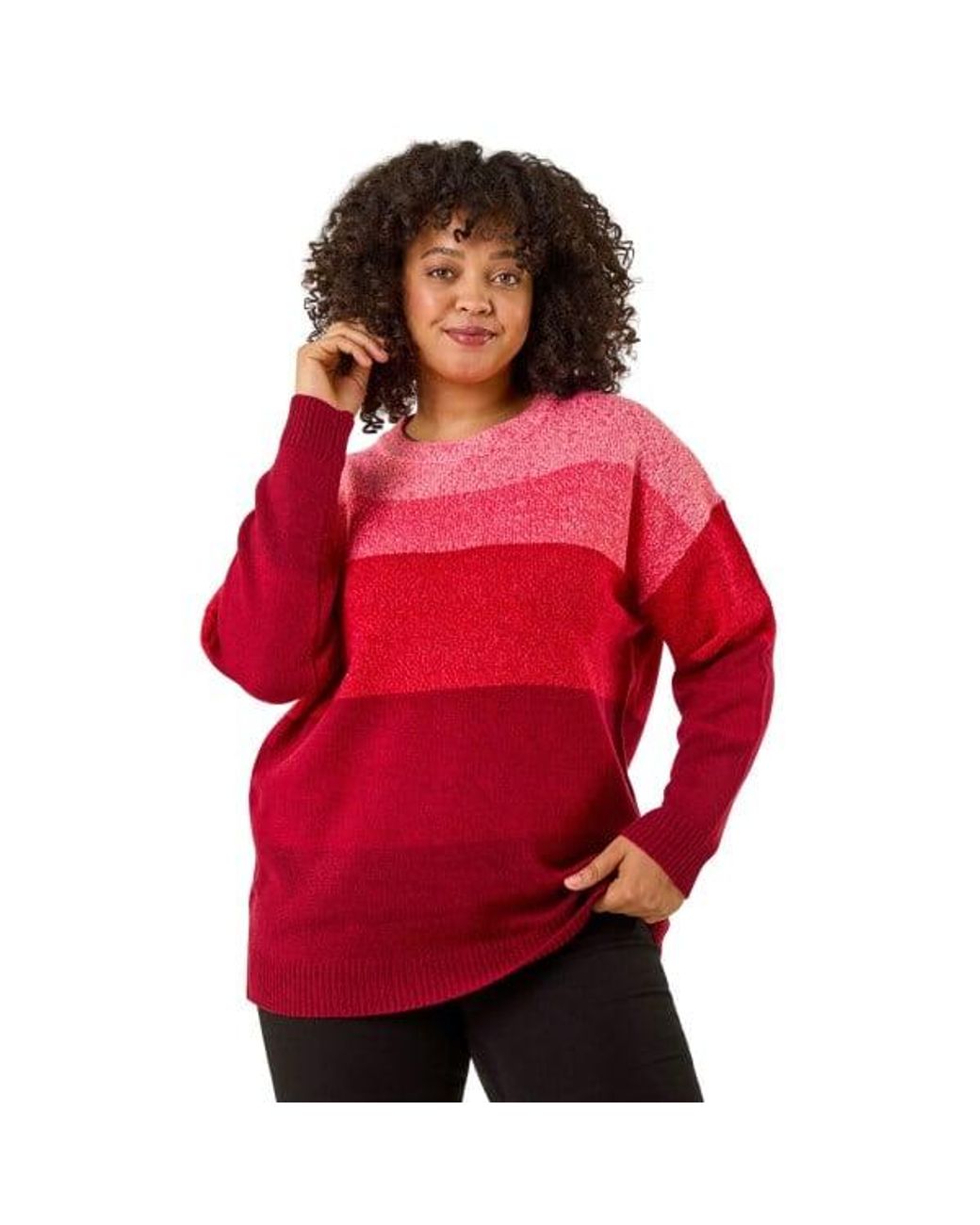 Roman Red Curve Ombre Stripe Knit Jumper