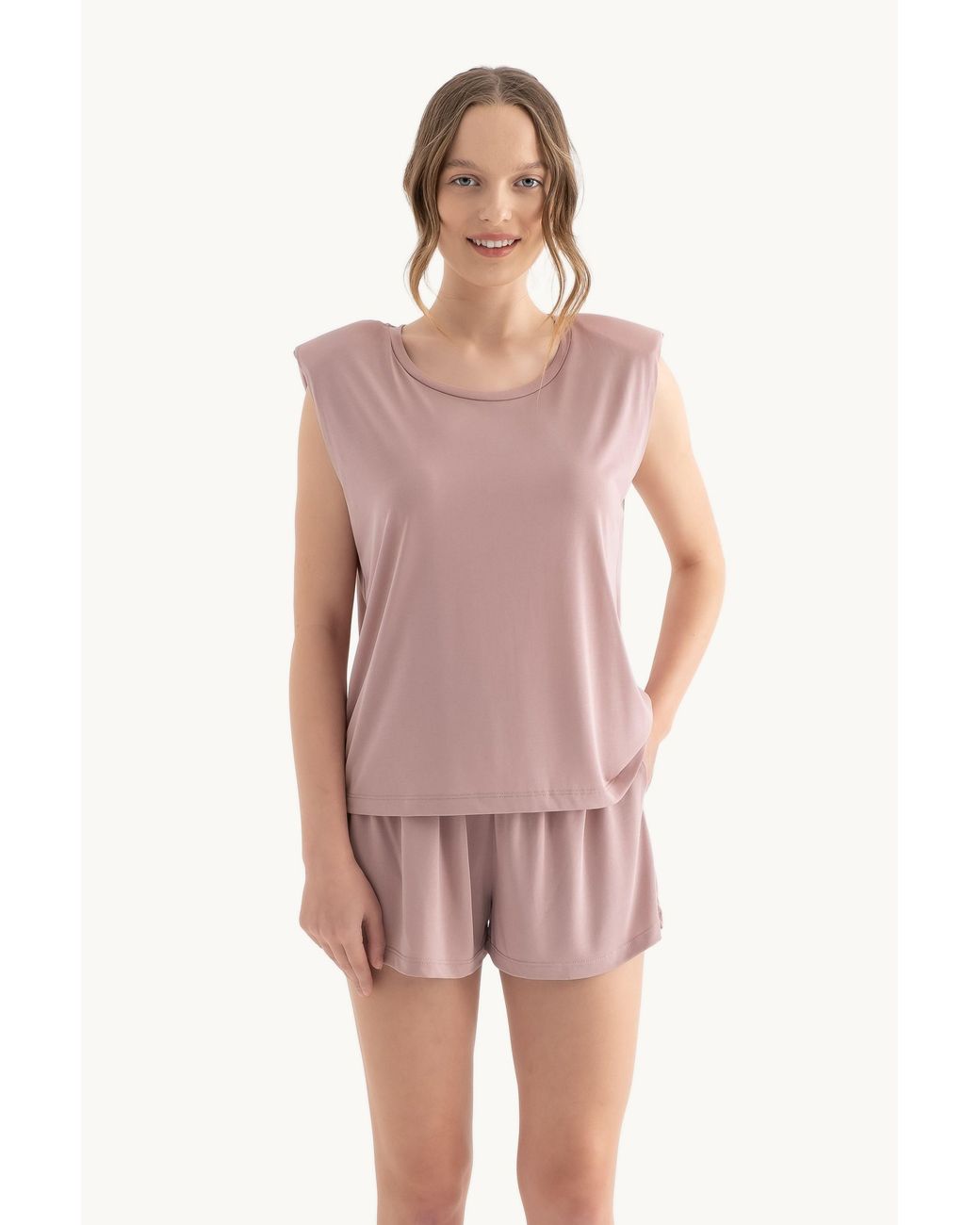 Hiccup Pink Round Neck Raw Edge Sleeveless Tank Top