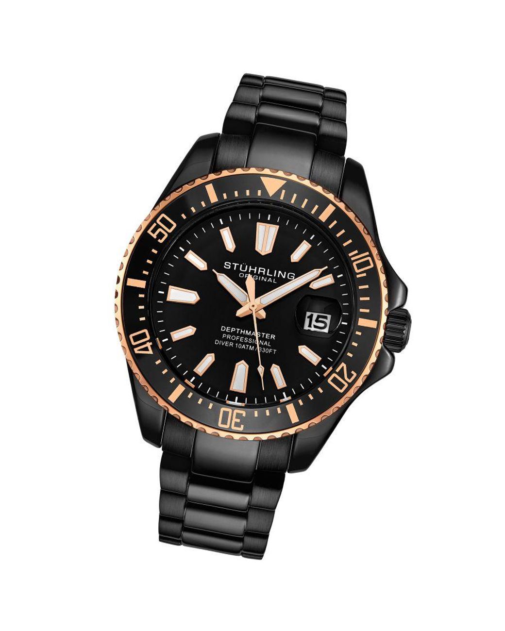 Stuhrling Black Depthmaster Quartz 42Mm for men