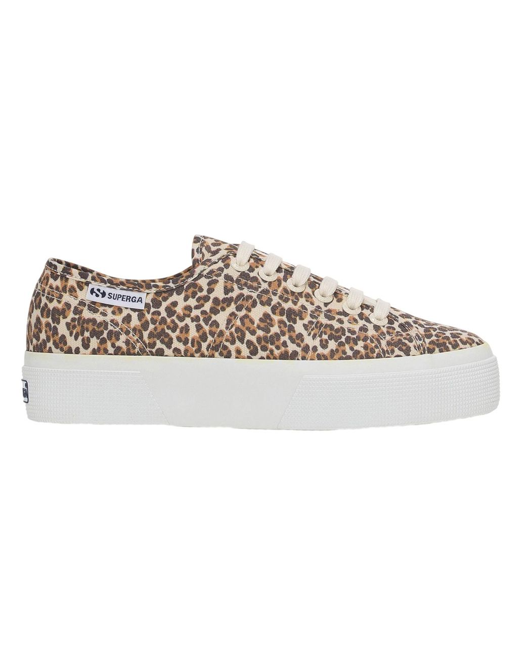 Superga Gray Ladies 3740 Leggera Leopard Print Platform Trainers (Leopard/Avorio)