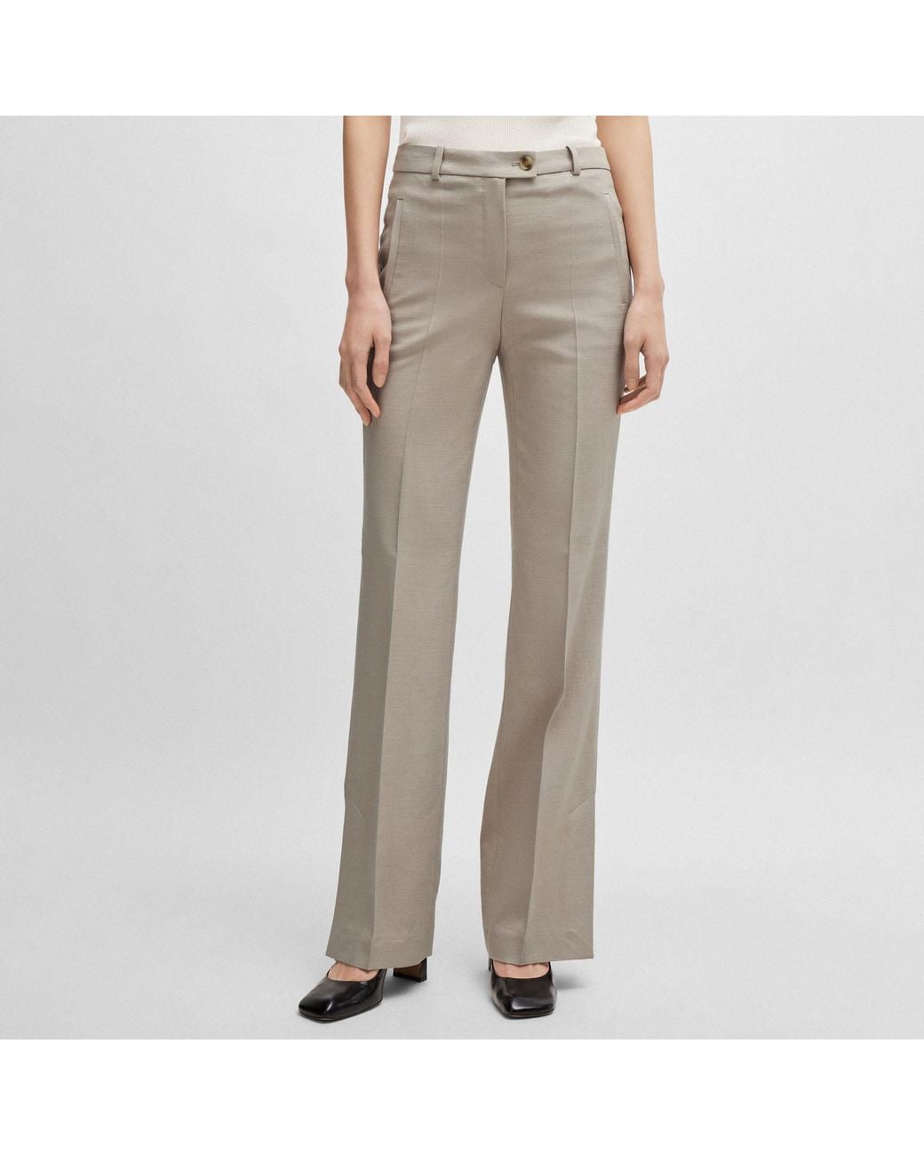 Boss Gray Terela Slim-Fit Flared Trousers