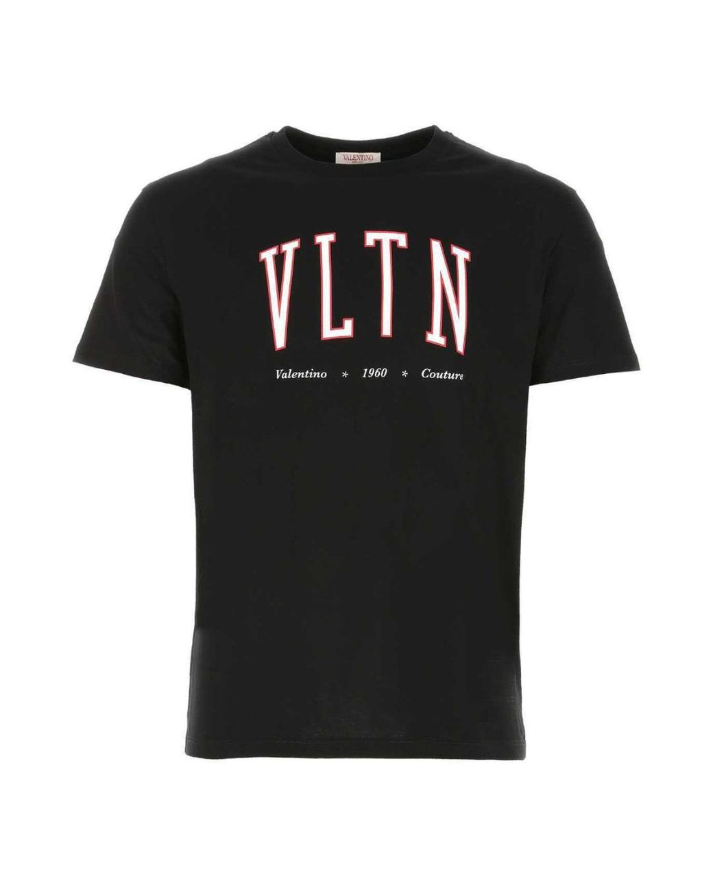 Valentino Black Vltn Print College Logo T-Shirt for men