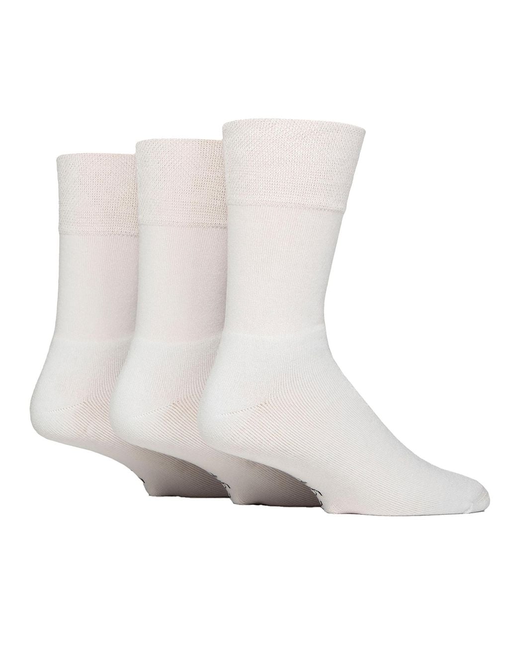 Gentle Grip White 3 Pack Bamboo Socks Soft Breathable Cushioned Crew for men