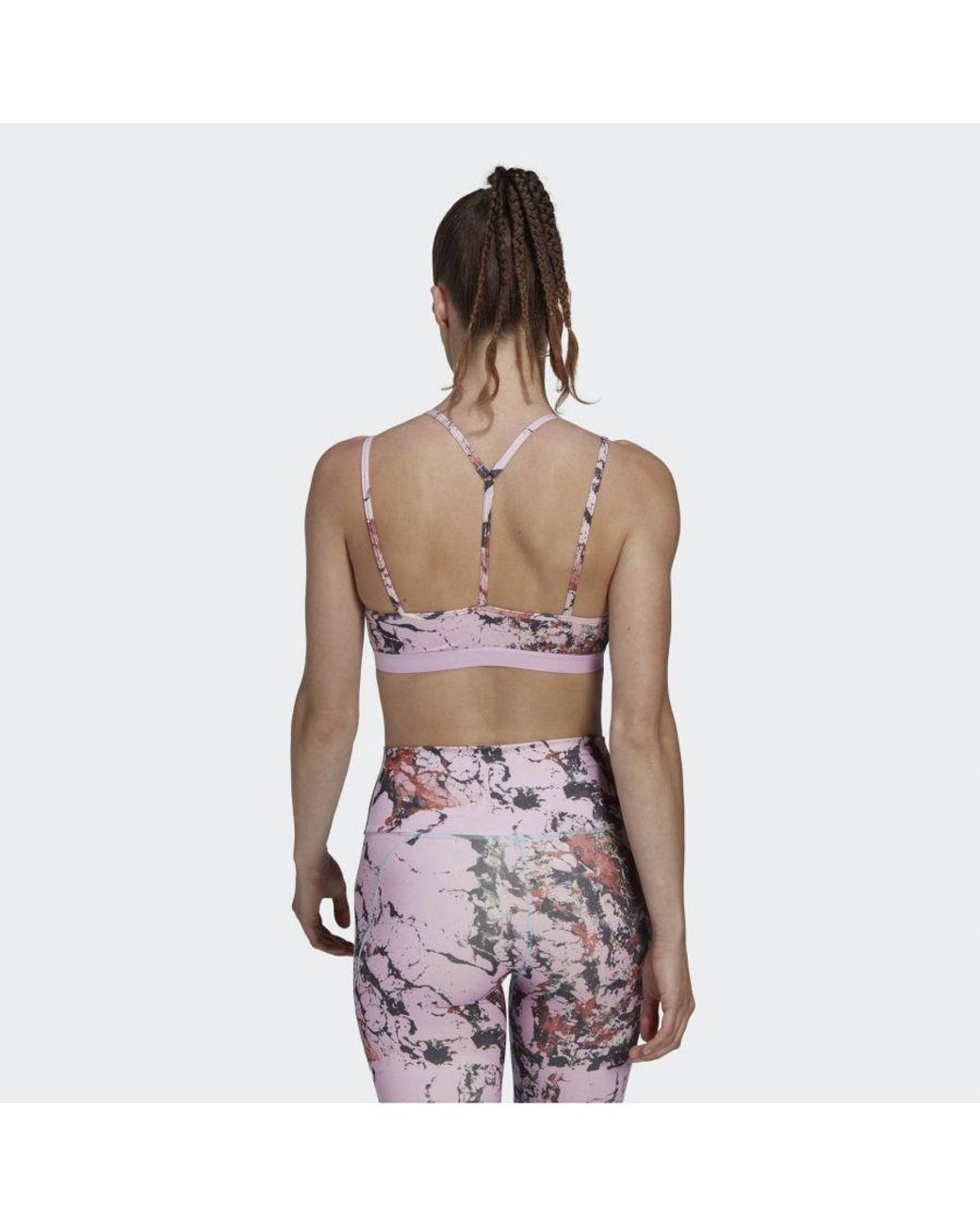 Adidas Originals White Yoga Essentials Studio Light-Support Allover Print Bra