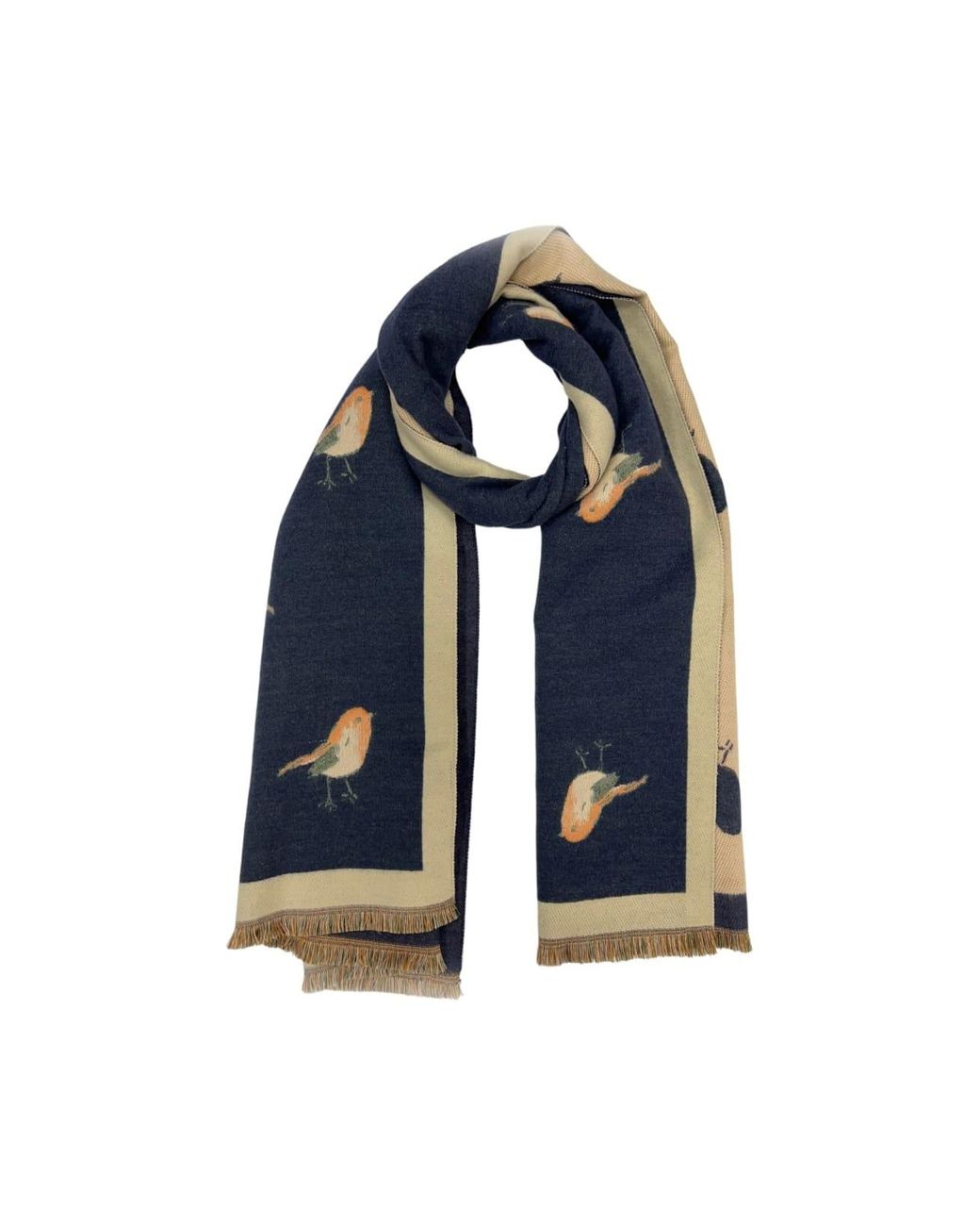 SVNX Blue Robin Embroidered Reversible Scarf