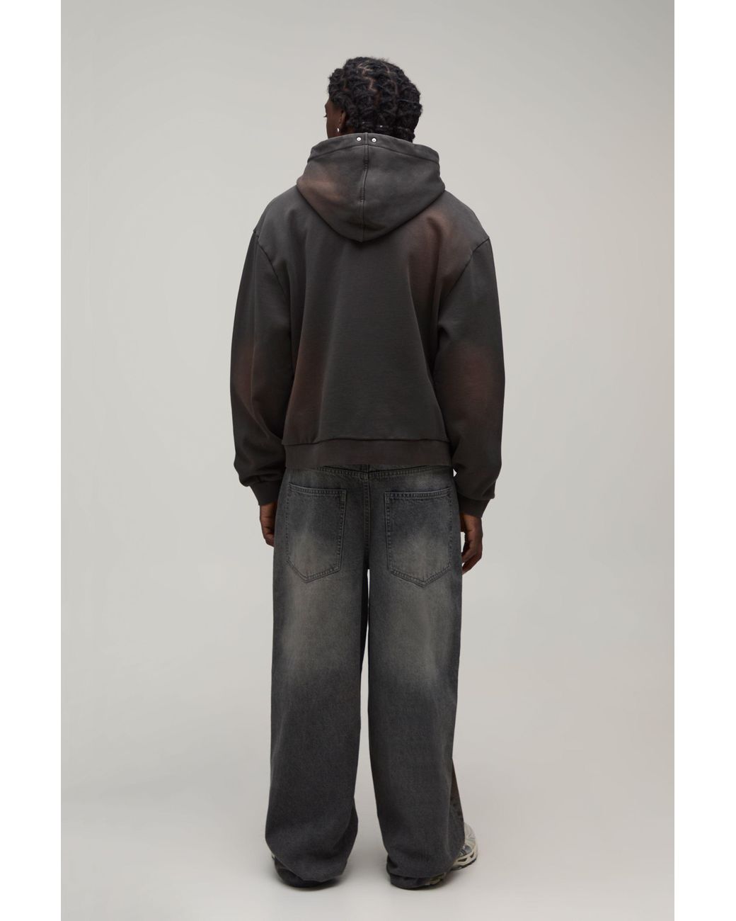 BoohooMAN Black Super Baggy Paint Splatter Distressed Ripped Jeans for men