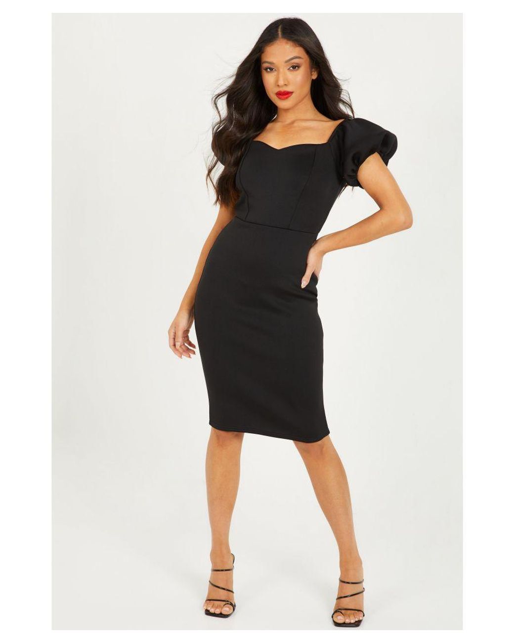Petite black bardot dress top