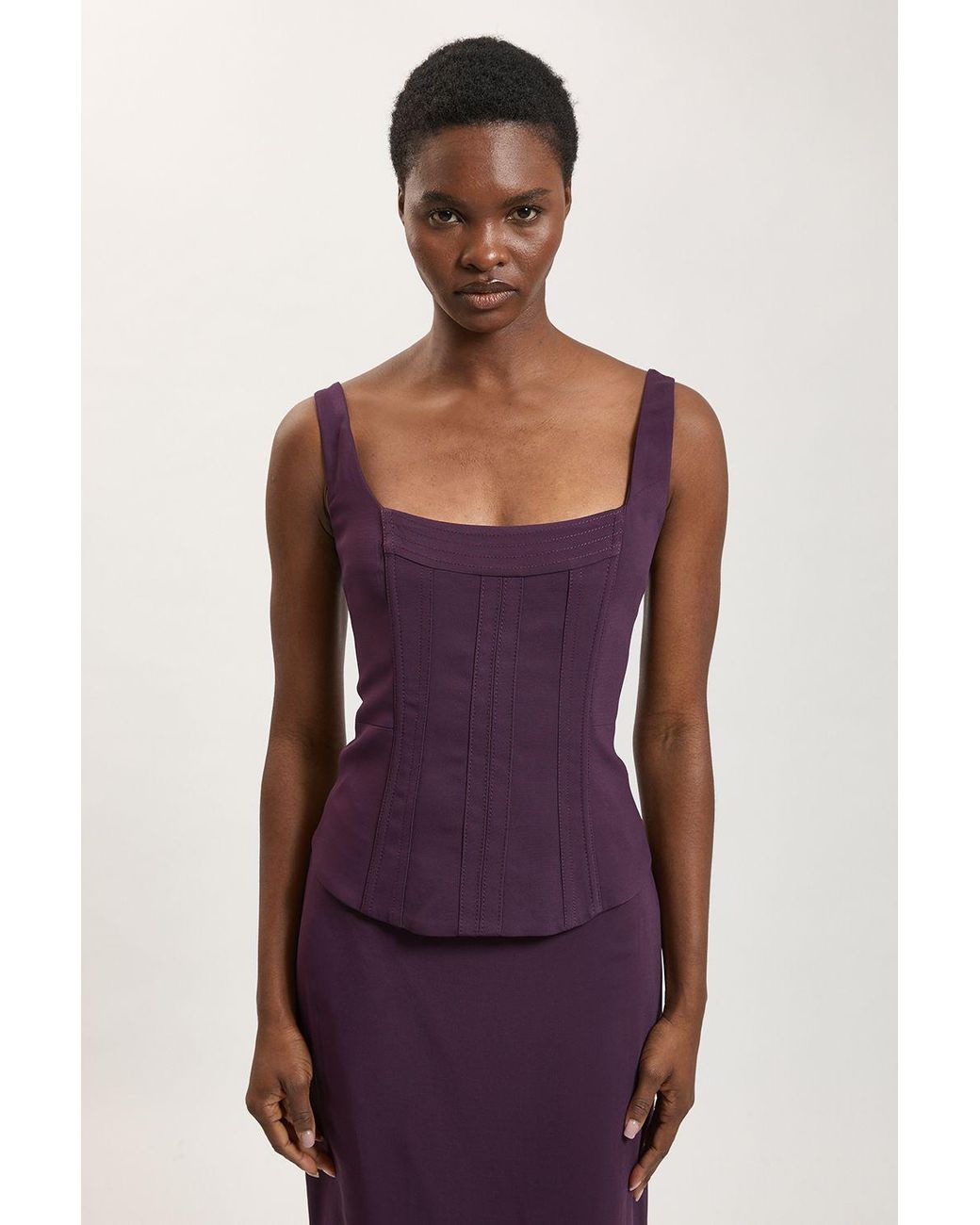 Karen Millen Purple Compact Viscose Corset Top