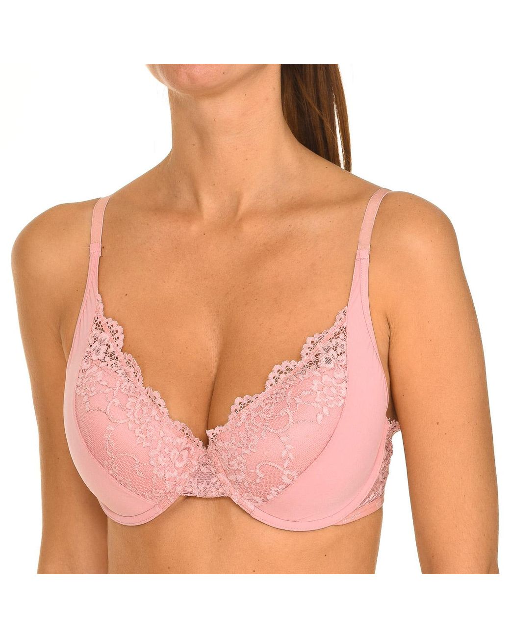 Guess Pink Underwired Bra With Elastic Lace Sides O0Bc01Pz01C