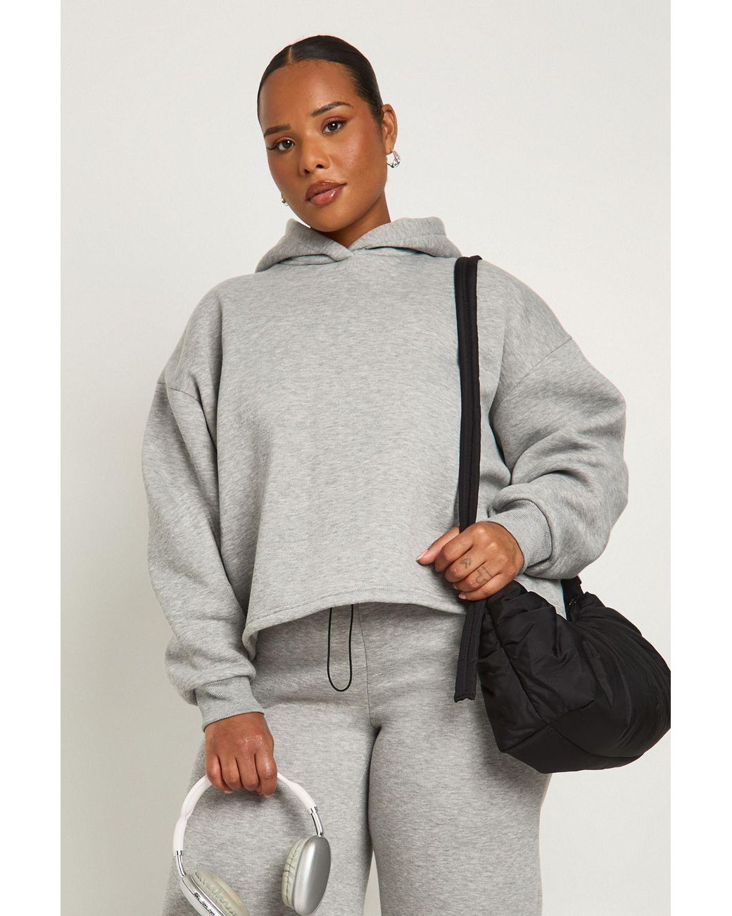 Boohoo Gray Plus Toggle Oversized Hoodie