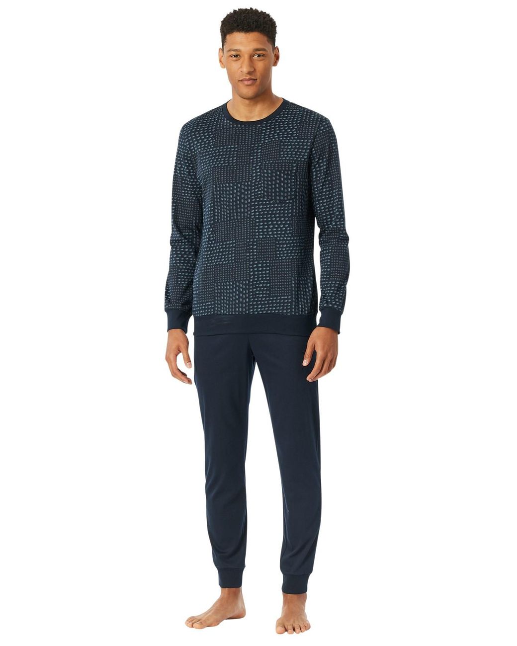 Schiesser Pyjama Katoen in het Blue voor heren